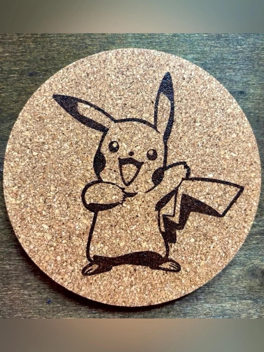 Pikachu Laser Engraved Cork Coasters Lot of 4
